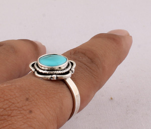 Natural <b>Turquoise</b> <b>Ring</b> 925 Sterling Silver Vintage Style Genuine Blue Gemstone <b>Ring</b> for Women Handcrafted Boho Ethnic Jewelry - Product Image 4