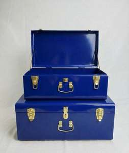 Ensemble de coffres de rangement en métal blanc de luxe avec serrures dorées, coffre décoratif, coffre de rangement industriel pour la décoration de la maison - Product Image 5