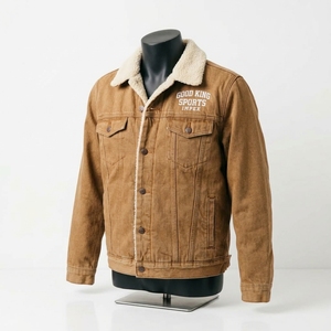 <b>Men's</b> Denim <b>Sherpa</b> <b>Jacket</b> with Stand Collar Hooded Front Logo Casual Winter Wear Regular Fit - Product Image 4