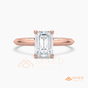 Rose Gold Emerald Cut Moissanite Engagement Ring Lab Grown Diamond Bridal Jewelry Women USA Anniversary - Product Image 5
