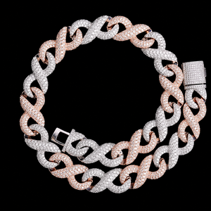Delicate Designer Customized Full Iced Hip Hop Fashion Moissanite <b>Infinity</b> Style Cuban Link Unisex Micro Insert 925 Sterling - Product Image 1