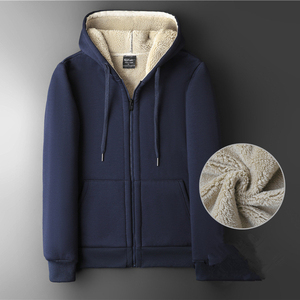 Sweat-shirt en polaire à capuche zippé pour homme, couleur unie, décontracté, chaud pour l'hiver, doublé, coupe classique, noir - Product Image 3