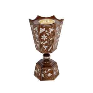 Brûleur d'encens en bois sculpté avec calligraphie arabe, porte-charbon et porte-bakhoor, pour cadeaux de Ramadan et de l'Aïd, Mabkhara du Moyen-Orient - Product Image 4