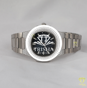 Reloj de Lujo de Acero Inoxidable con Diamantes para Hombre y Mujer, Reloj de Pulsera de Cuarzo con Esfera Negra, Bisel con Incrustaciones de Diamantes, Logotipo Personalizado, Joyería de Moda - Product Image 1