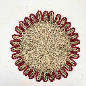 Ensemble de vaisselle en jonc de mer tissé à la main de haute qualité Lacvietcraft, style bohème, rond, 38 cm, respectueux de l'environnement, comprenant des sets de table et un tapis de pique-nique - Product Image 3