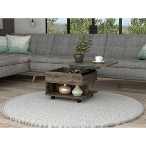 Tavolino da caffè Babel Lift Top con rotelle e un ripiano marrone scuro di Depot E Shop - Product Image 2