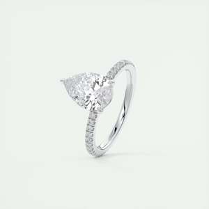 Bague de fiançailles Harper Pave avec diamant de laboratoire taille poire de 2,25 carats et pierres latérales rondes en or blanc 14 carats - Product Image 2