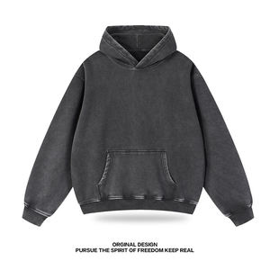 High Quality Eco-Friendly Lightweight Breathable Polyester/Cotton Fleece Double-Layer Oversized <b>Pullover</b> Hoodie Long <b>Men's</b> - Product Image 1