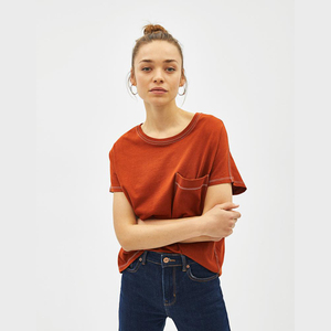 Camiseta de Cuello Redondo para Mujer, 100% Algodón, Secado Rápido, con Apliques, Transpirable, Suave, Manga Corta, Informal, Verano, Venta al Por Mayor para Exportación - Product Image 1