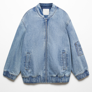Chaqueta Larga de Mezclilla Tejida para Mujer, Invierno, Exterior, con Botones, Informal, Mezcla de Algodón, Transpirable, Alta Calidad, Logotipo Personalizado, OEM, ODM - Product Image 1