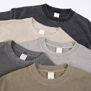 OEM Custom Logo Blank Breathable 100% Cotton O-Neck Casual American Style Acid Washed Distressed Vintage Short Sleeve T-<b>Shirt</b> - Product Image 3