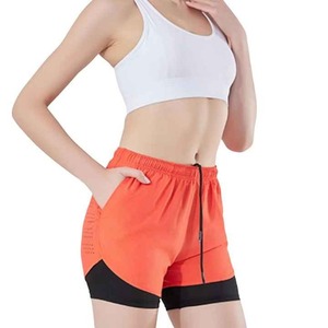 Wholesale Women 2-in-1 Running Shorts with Compression Liner Quick Dry Gym Fitness Sports Shorts Elastic Waist <b>Drawstring</b> - Product Image 1