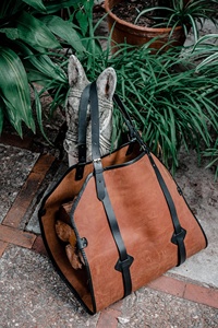 Durable 100% Cowhide Leather Firewood Tote <b>Log</b> <b>Carrier</b> <b>Bag</b> Wear Proof Wood Holder-LLR-0024B - Product Image 5