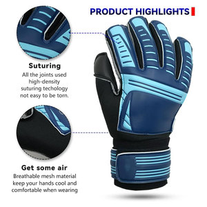 Factory Price Leather High Grip Comfortable Customizable Football Goalkeeper Gloves Full Finger Windproof Design <b>Hook</b> Loop - Product Image 2