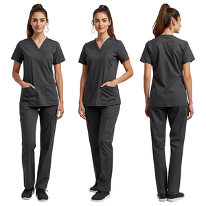 Top Quality Women's Charcoal Nursing <b>Scrub</b> Set Premium Medical Uniform Apparel - Product Image 2