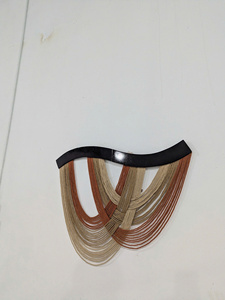 Décoration murale en macramé bohème, design géométrique abstrait, décoration de salon, œuvre d'art unique - Product Image 2