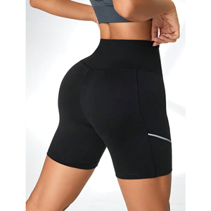 Shorts de compression haute performance pour femmes, shorts de sport pour la course à pied, le yoga et la remise en forme avec poches, vêtements de sport en nylon, shorts de cycliste athlétiques - Product Image 3