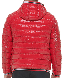 Custom Lightweight Grey Premium Quality 100% Genuine <b>Leather</b> Streetwear <b>Winter</b> Hooded Puffer <b>Jacket</b> Full Zip Insulated Coat - Product Image 5