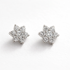 Romantic Rhodium-Plated Sterling <b>Silver</b> CZ Flower Prong <b>Set</b> <b>Stud</b> <b>Earrings</b> Children's Engagement Wedding Party Anniversary Gift - Product Image 1