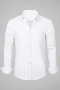 Camisa de Verano para Hombre, Casual, Sólida, con Botones, Cuello en V, Manga Corta, Tela Popelina - Product Image 5