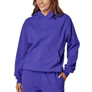 Sweat-shirt d'hiver unisexe épais à capuche pour femme, couleur unie personnalisable, manches longues, pull streetwear, face avant unie en polaire 100% - Product Image 6