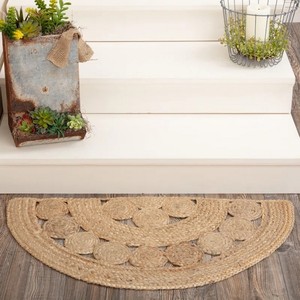 Handcrafted Natural Jute <b>Half</b> Circle Rug Geometric Bohemian Door Mat Non <b>Slip</b> Flat Pile Home Decor - Product Image 2