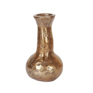 Jarrón de Hierro Fundido Dorado Vintage |   Jarrón Decorativo de Metal Martillado |   Decoración rústica industrial para mesa, venta al por mayor de jarrones de metal - Product Image 1