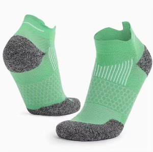 Wholesale Breathable Ankle <b>Running</b> <b>Socks</b> for Adults in Green with Gray Heel and Toe Knitted Spandex Polyester Mesh Design Summer - Product Image 4