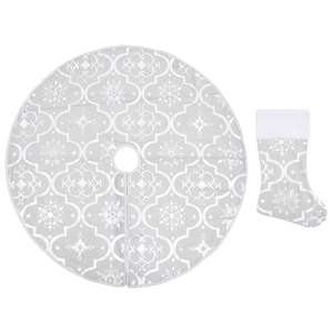 Jupe de sapin de Noël blanche de 48 pouces de diamètre, 100 % polyester, avec support et accessoires - Product Image 2