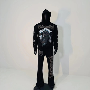 Conjunto Deportivo de Invierno OEM, Ropa Urbana de Algodón, Pantalones Anchos con Cierre Completo, Lavado Ácido, para Hombre - Product Image 1
