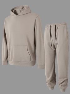 Hooded Cotton Two-Piece Tracksuit Stylish & Comfortable] Stylish & Comfortable Sweatshirt Hoodie & <b>Sweatpants</b> <b>Set</b> - Custom Logo - Product Image 3