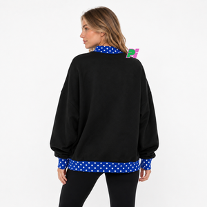 Sweat-shirt d'hiver noir pour femme Faith Solid, col montant oversize, manches longues, en coton tricoté, écologique, respirant, imprimé - Product Image 3