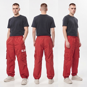 Wholesale <b>Men</b> Embroidered Logo Windbreaker Cargo Pant 100% <b>Nylon</b> Quick Dry Hiking Baggy <b>Joggers</b> <b>Men</b> Rain Wear Waterproof Pants - Product Image 5