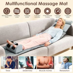Tappetino Massaggiante Shiatsu a 9 Modalità per Tutto il Corpo con Supporto Lombare Gonfiabile e Terapia del Calore per Massaggiatori di Schiena, Fianchi e Gambe - Product Image 2