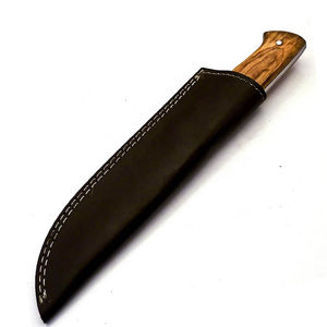 Cuchillo de caza de acero de Damasco con hoja de punta caída y borde dentado, mango de madera, hecho a mano, cuchillos OEM en venta a precio razonable - Product Image 2