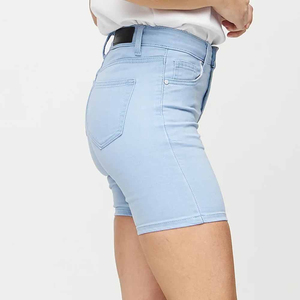 Shorts de Mezclilla Desgastados para Mujer, Cintura Alta, Corte Recto, Ajustados, Estilo Vintage, Casuales, Transpirables, Lavables, de Algodón, Azules - Product Image 5