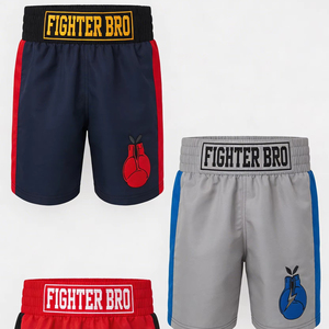 Shorts de boxe légers en polyester, graphismes personnalisés par sublimation, logo brodé, respirants, entraînement de combat, taille personnalisée - Product Image 1