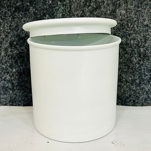 Modern Matte White Metal <b>Storage</b> Canister with Lid – Round Decorative <b>Container</b> for Kitchen, Coffee, Tea & Home Organization - Product Image 1