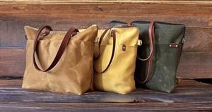 Bolso Tote de Lona Encerada con Correa de Cuero y Cremallera, Bolso de Hombro Vintage Casual para Viajes y Compras - Product Image 4