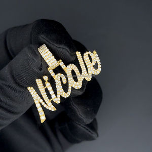 Totalmente helado Moissanite diamante personalizado cualquier letra nombre sólido chapado en oro único lujo personalizado encanto colgante regalo para ella él - Product Image 4