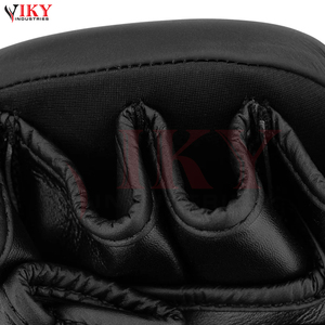 Servicio OEM ODM, Guantes de MMA de Cuero Negro con Logotipo Personalizado, Palma Abierta, para Grappling, Sparring, Entrenamiento de Artes Marciales Mixtas - Product Image 5