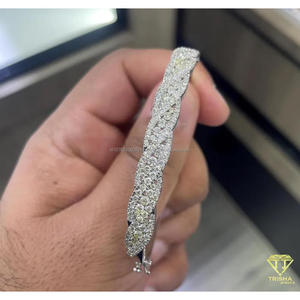 Twist Design Rose Gold Classic Lab Grown <b>Bangle</b> 925 Sterling <b>Silver</b> Luxury Sparkling <b>Bracelet</b> Women Bridal Party Jewelry Gift - Product Image 3