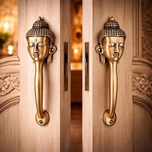 Manija de Puerta de Latón con Forma de Cabeza de Buda, Diseño Novedoso, Estilo Asiático, Perilla para Muebles de Entrada, Diseño Duradero - Product Image 3