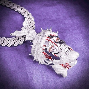 Pendentif religieux pour homme en argent 925 avec moissanite, couronne d'épines, croix et aigle, collier statement - Product Image 2