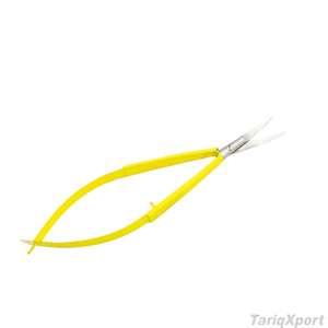 Tijeras Rectas Profesionales de Acero Inoxidable con Mango Recubierto en Amarillo para Extensión de Pestañas y Recorte de Cejas - Product Image 6