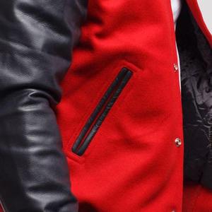 Chaqueta Varsity de Invierno Personalizada al por Mayor, Talla Grande, Gruesa, 100% Lana, Cálida, Mangas de Cuero, Completamente Forrada, Cierre de Botones a Presión - Product Image 3