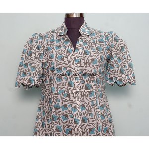 Vestido Midi de Verano con Estampado Floral de Diseño Vintage, Manga Corta, Informal, de Algodón, con Cinturón, para Mujer, Venta al por Mayor y Fabricación - Product Image 2