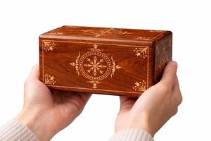 Handcrafted Rosewood Cremation Urn Engraved Floral <b>Memorial</b> Ashes <b>Box</b> handmade urn <b>box</b> - Product Image 1