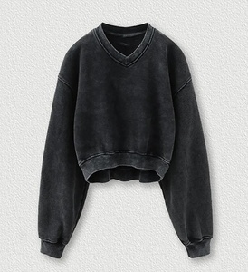 2025 Latest Style <b>Women</b> <b>Long</b>-Sleeve Winter <b>Sweatshirts</b> Plain Solid Color New Design Hot Selling Cropped Winter <b>Sweatshirts</b> - Product Image 5