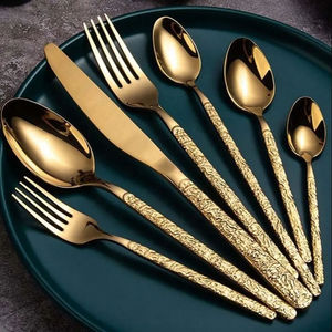 Ensemble de couverts en acier inoxydable au design moderne et luxueux, fourchettes, cuillères, couteaux, compatibles lave-vaisselle, pour hôtel, restaurant, maison, cuisine, salle à manger - Product Image 5